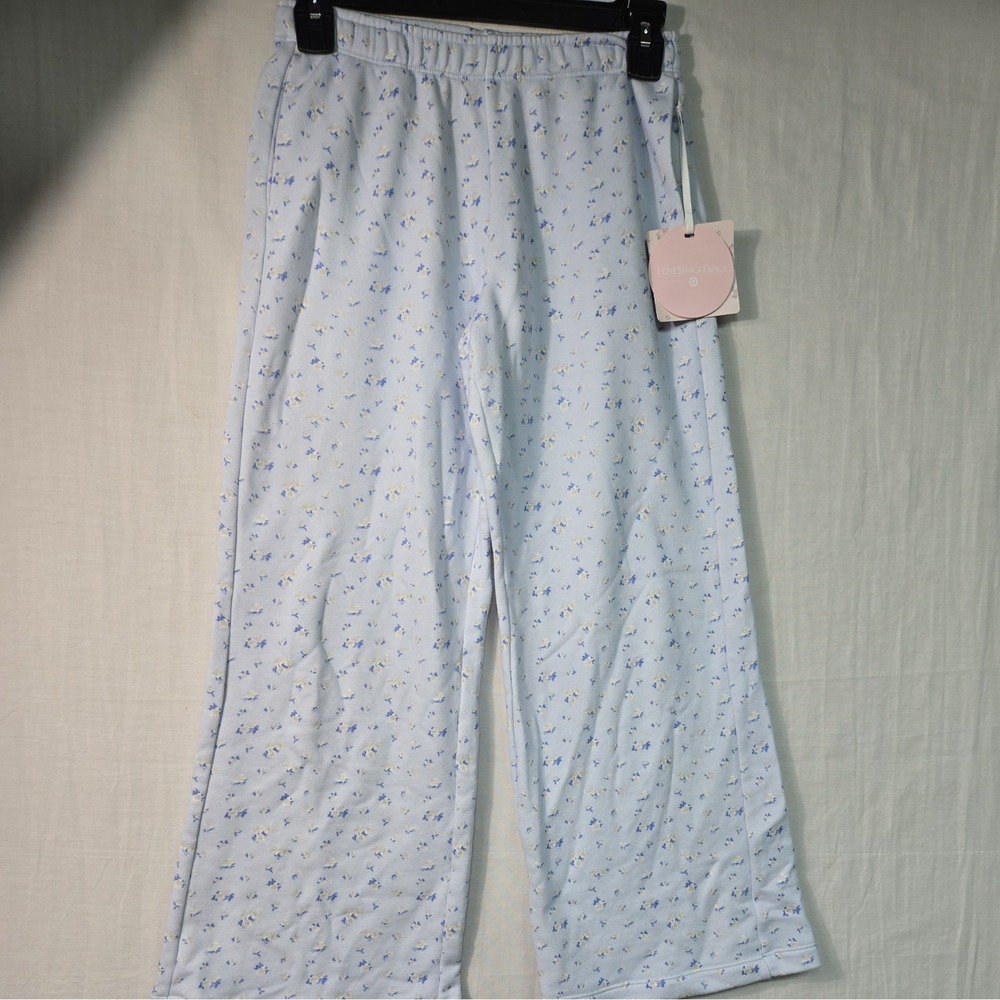 NWT LoveShackFancy X Target Girls L Everblooming Rose Terry Wide Leg Sweatpants